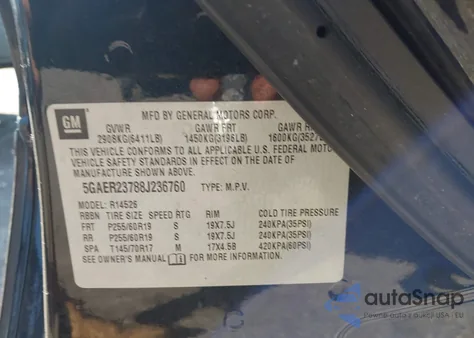 2008 Buick Enclave Cxl z USA, uszkodzony, nr VIN 5GAER23788J236760